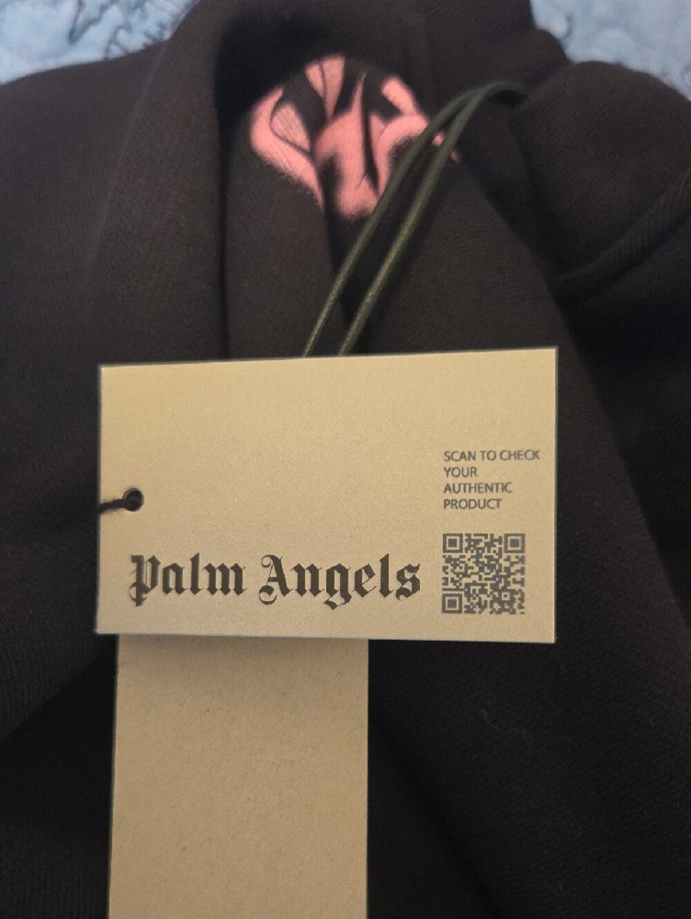 Palm Angels Black Mock Neck Sweatshirt with Pink Logo Size S Good For M - Picture 6 of 8